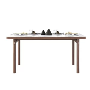 New Chinese Style Solid Wood Sintered Stone Dining Table IDT-014